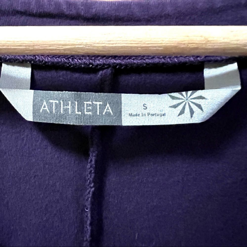 Athleta purple organic cotton ruched front three quarter sleeve dress small S - Picture 5 of 6